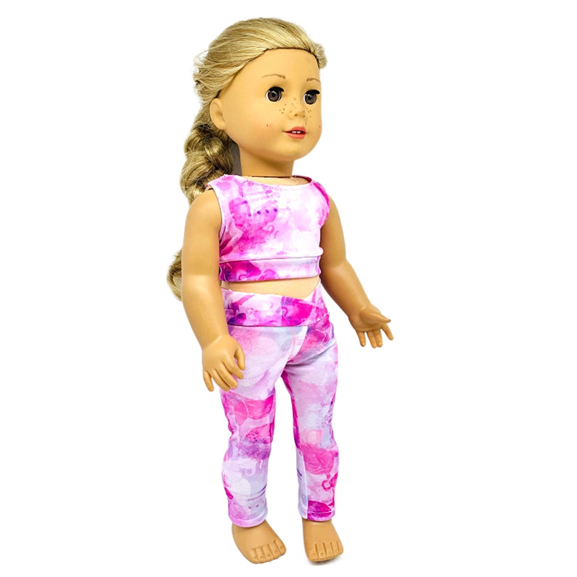 Butterfly Pattern Yoga Suit Doll Clothes Set for 45-72 cm Girl Dolls