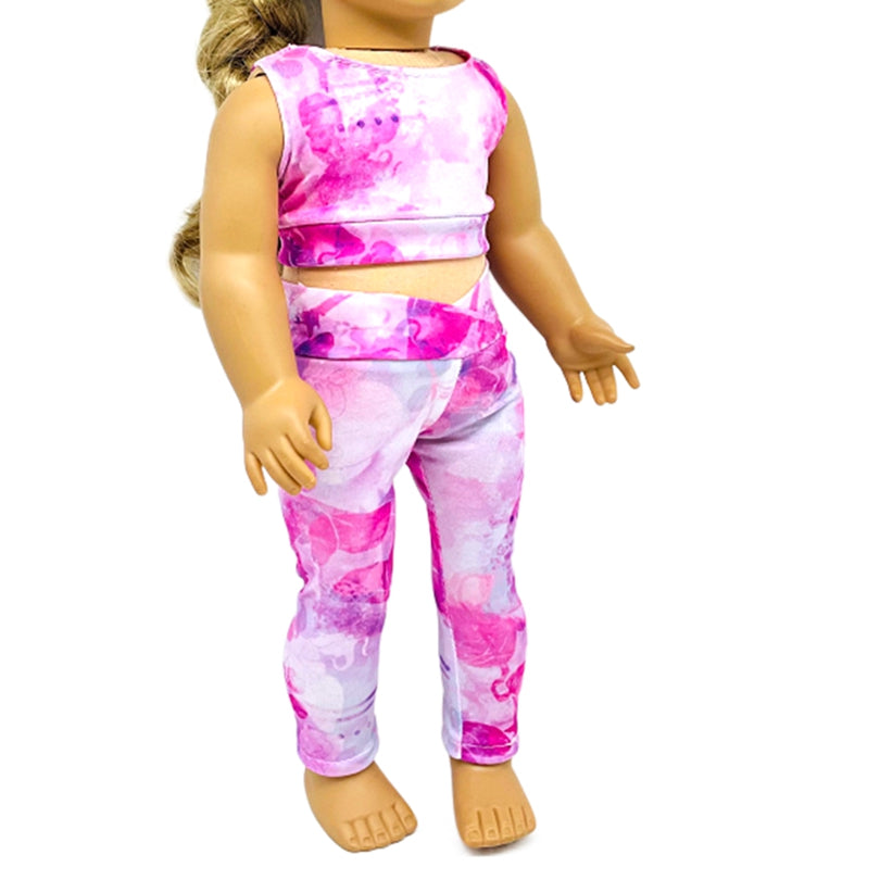 Butterfly Pattern Yoga Suit Doll Clothes Set for 45-72 cm Girl Dolls