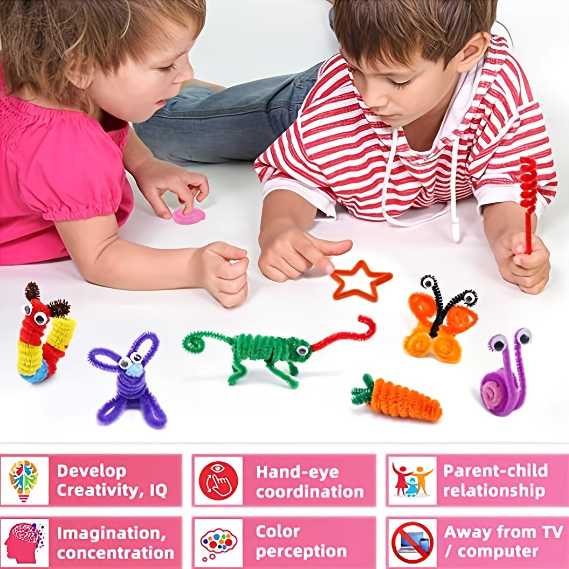 Pipe Cleaners Craft Chenille Stems 100pcs Assorted Colors 6mm X 12in