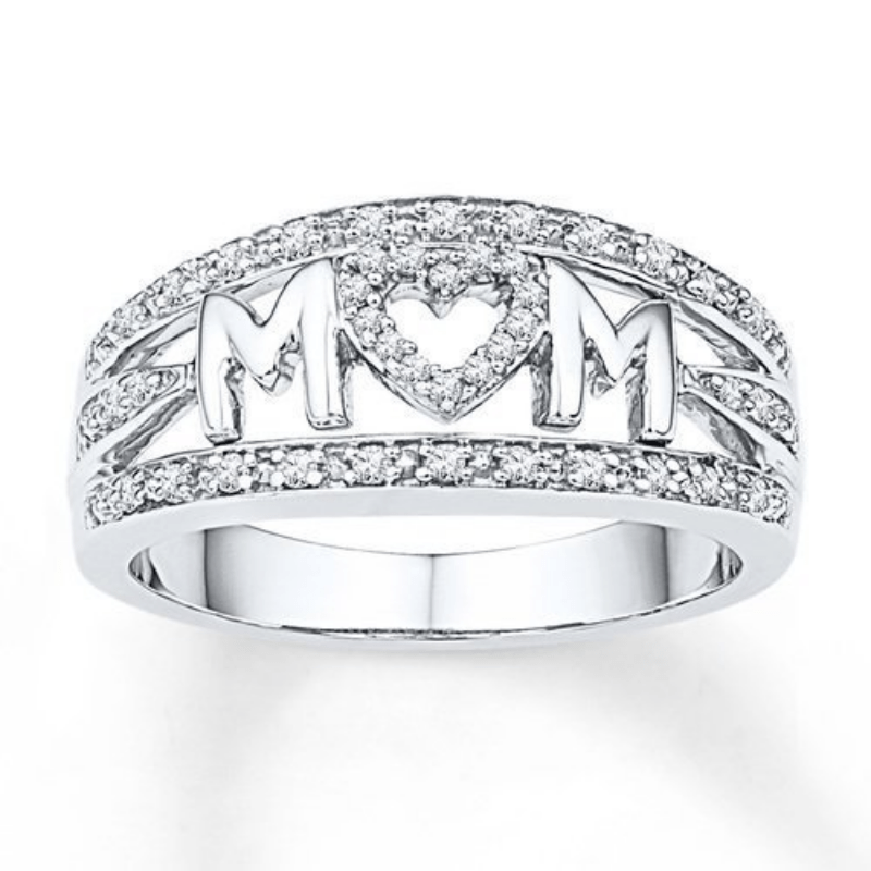 Silver Plated Zircon Ring for Mother