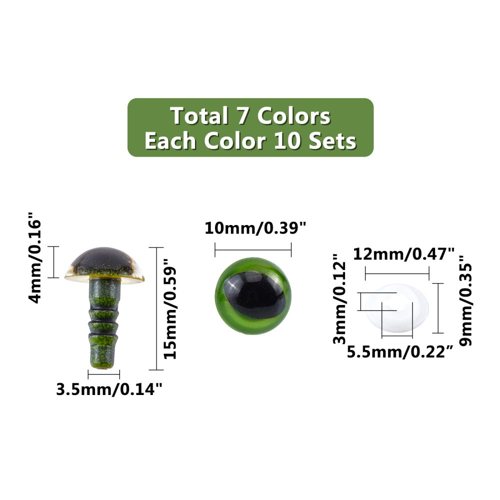 Plastic Safety Eyes for Crafts, Crochet Toys, Stuffed Animals - Mixed