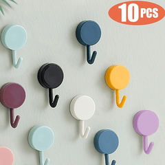 10pcs Adhesive Wall Hooks Key Hooks Coat Hangers Waterproof