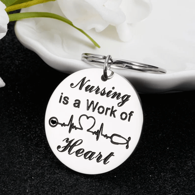 Nursing Heart Keychain Nurse Appreciation Thank You Gift Men & Women Keyring