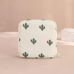 Cactus Print Sanitary Napkin Storage Bag Organizer
