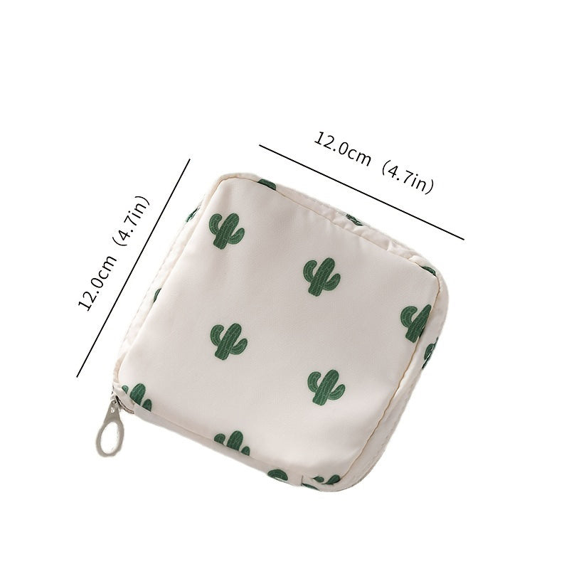 Cactus Print Sanitary Napkin Storage Bag Organizer