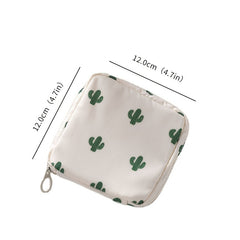 Cactus Print Sanitary Napkin Storage Bag Organizer
