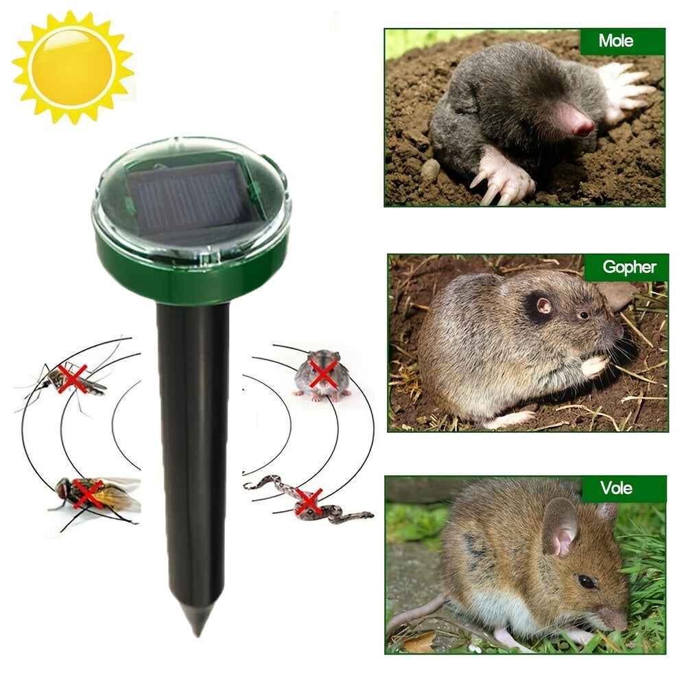 Solar Powered Ultrasonic Mole Repellent Garden Flower Plants Supplies