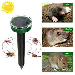 Solar Powered Ultrasonic Mole Repellent Garden Flower Plants Supplies