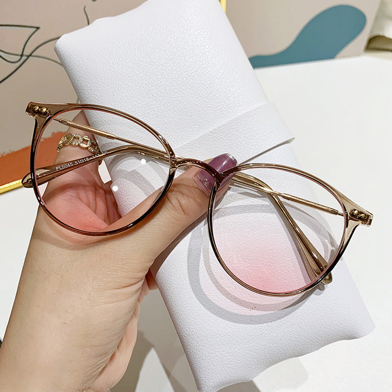 Computer Light Blocking Glasses Clear Lens Round Eyeglasses Frame