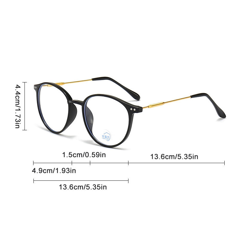 Computer Light Blocking Glasses Clear Lens Round Eyeglasses Frame