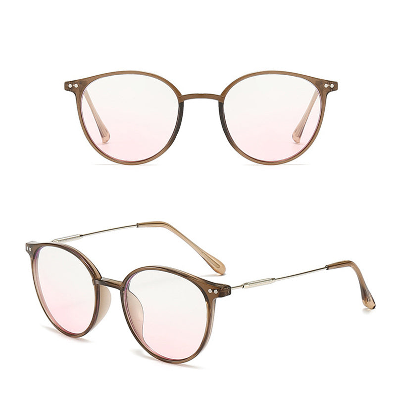 Computer Light Blocking Glasses Clear Lens Round Eyeglasses Frame