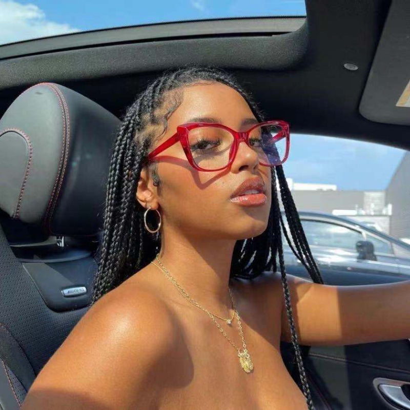 Light Blocking Cat Eye Glasses Clear Lens Jelly Frame Women