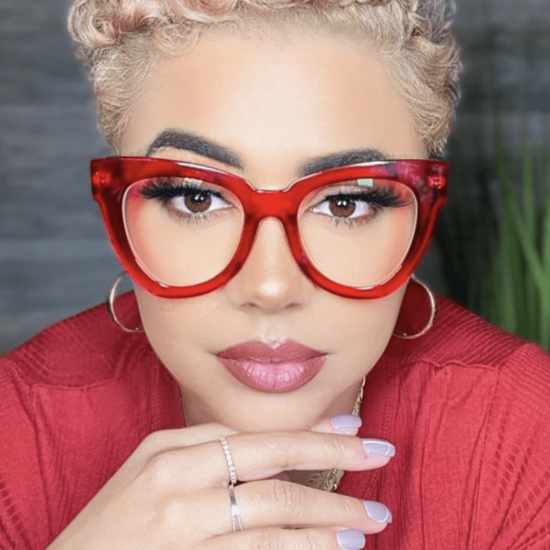 Light Blocking Cat Eye Glasses Clear Lens Jelly Frame Women