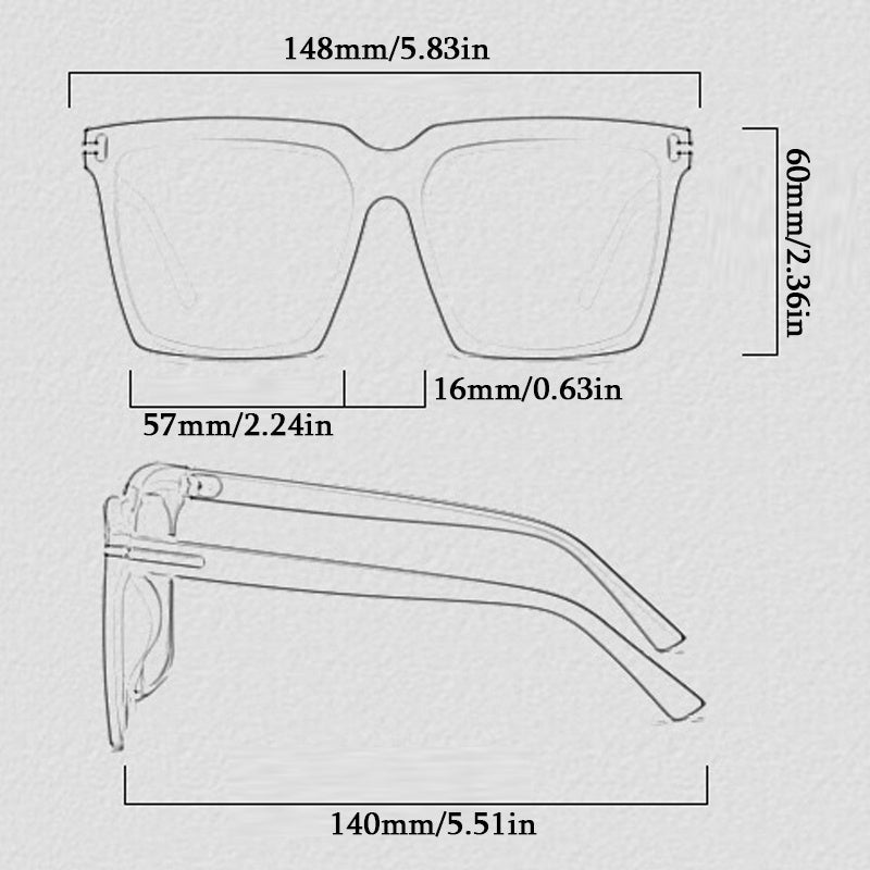Large Square Sunglasses Gradient Anti Glare UV400