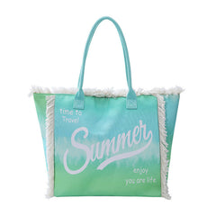 Tie Dye Letter Print Tote Bag Large Capacity Shoulder Bag for Women