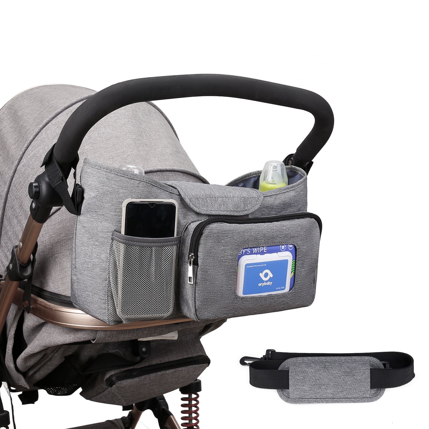 Stroller Bag for Mom and Baby - One Shoulder Mommy Bag with Wet Wipes Drawer