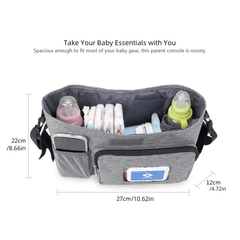 Stroller Bag for Mom and Baby - One Shoulder Mommy Bag with Wet Wipes Drawer
