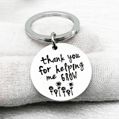 Teacher's Gift Keychain Thank You For Helping Grow Keyring Jewelry Gift