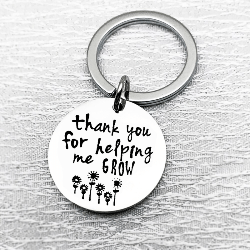 Teacher's Gift Keychain Thank You For Helping Grow Keyring Jewelry Gift