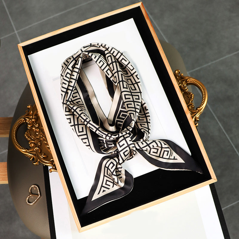 Polka Dot Stripe Skinny Scarf Long Ribbon Neckwear
