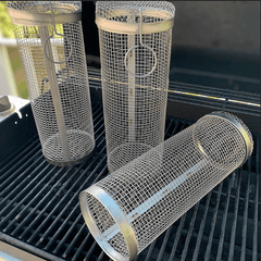 3pcs BBQ Basket Set with Hook & Fork Outdoor Barbecue Net Barrel