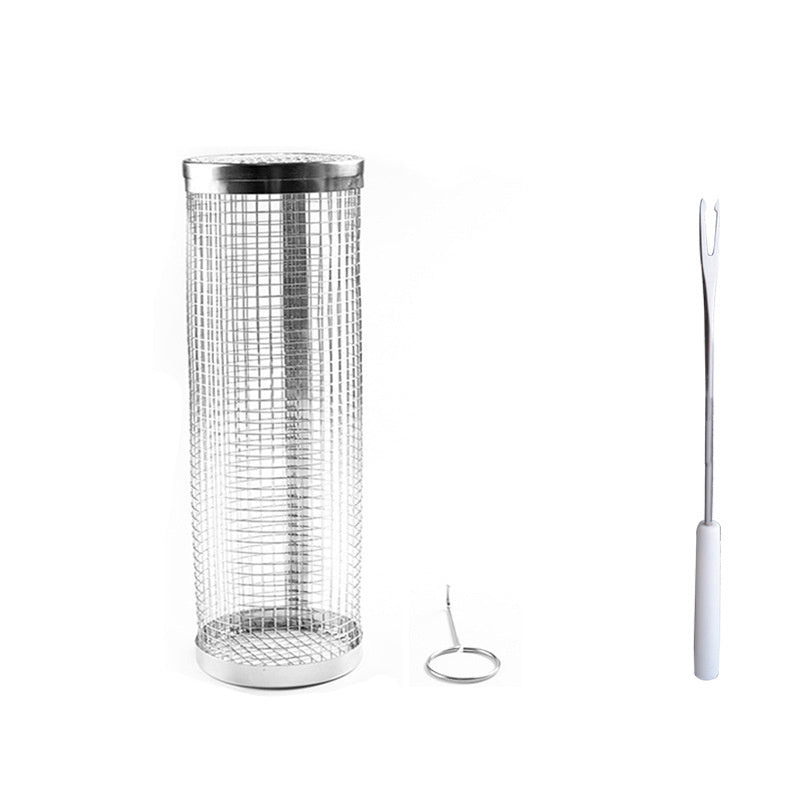 3pcs BBQ Basket Set with Hook & Fork Outdoor Barbecue Net Barrel
