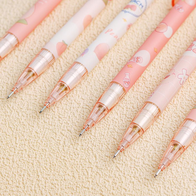 3pcs Sweet Peach Mech Pencils 0.5mm Lead Cartoon Gift Students