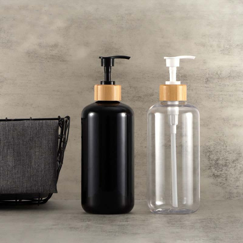 500ML Bamboo Pump Dispenser for Bathroom Soap Lotion Liquid Amber