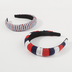 Rice Beaded Hair Band Contrast Bead Wide Headband
