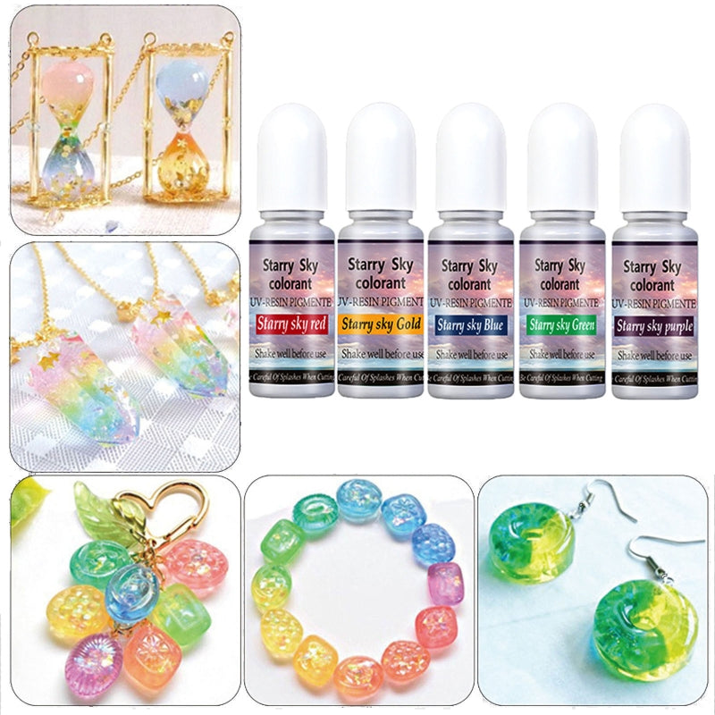 5 Colors Star Sky UV Resin Pigment Dye Epoxy Resin Crafts Jewelry DIY