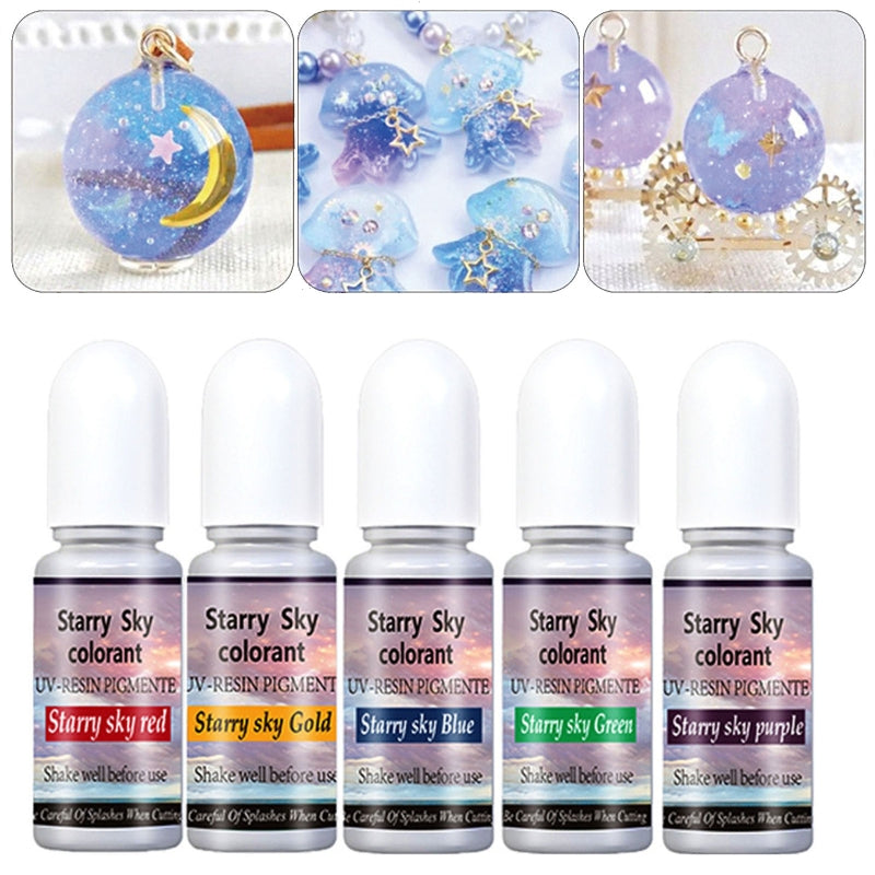 5 Colors Star Sky UV Resin Pigment Dye Epoxy Resin Crafts Jewelry DIY