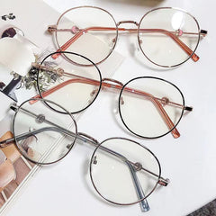 Retro Round Metal Frame Anti-Light Glasses for Men