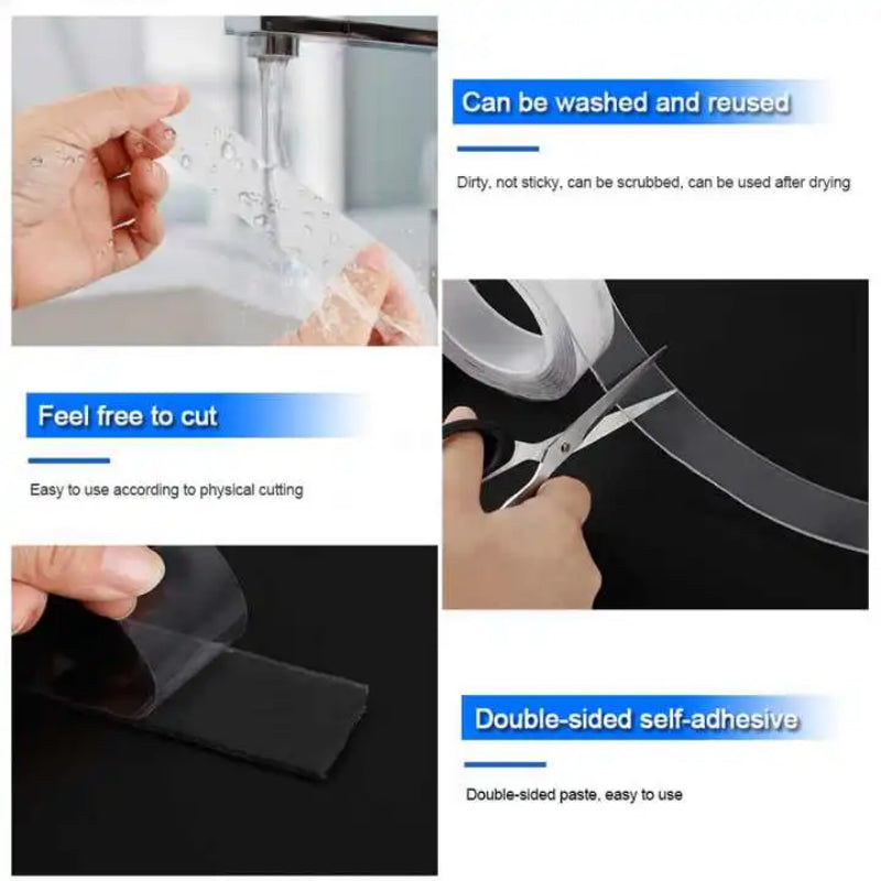 Washable Reusable Nano Tape Double Sided Adhesive Universal
