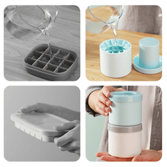 Portable Silicone Ice Cube Maker with Lid for Wine Beer Whiskey