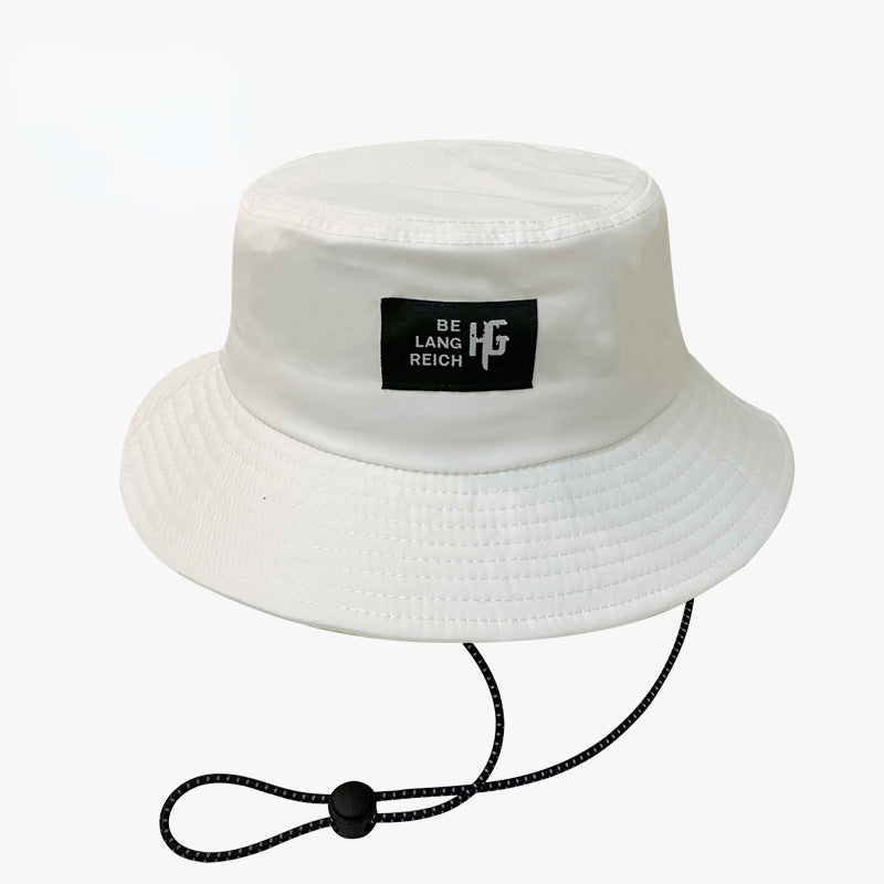 Dotted Solid Bucket Hat Label Patch Basin Hat Unisex Lightweight Fisherman Cap