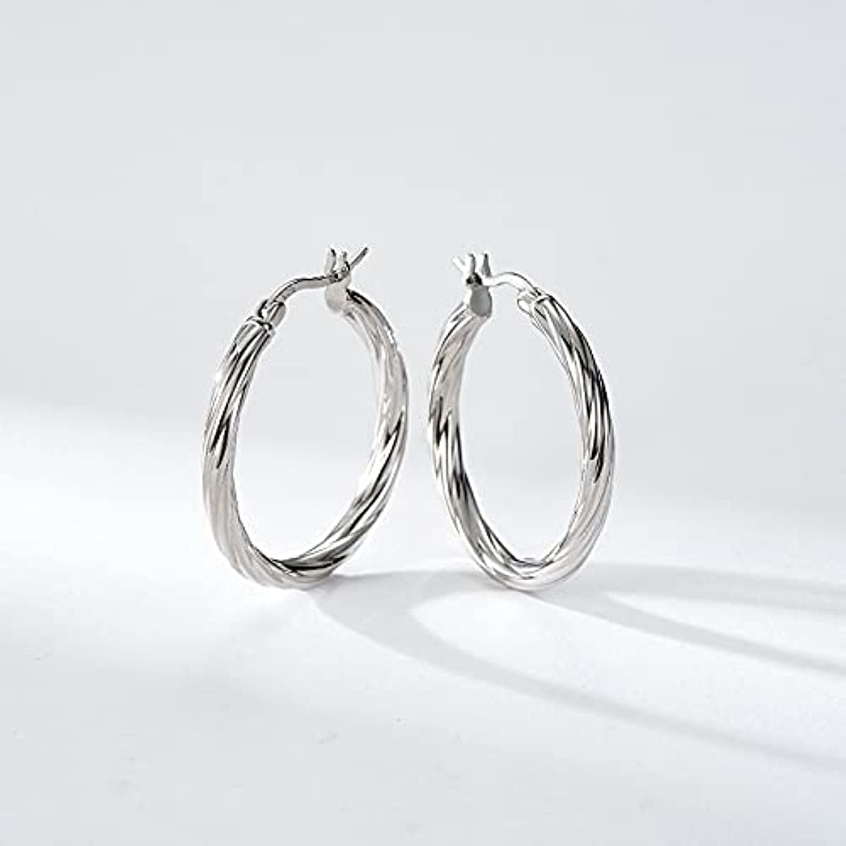 Stainless Steel Twisted Hoop Earrings Golden Silver Daily Wear Accessories