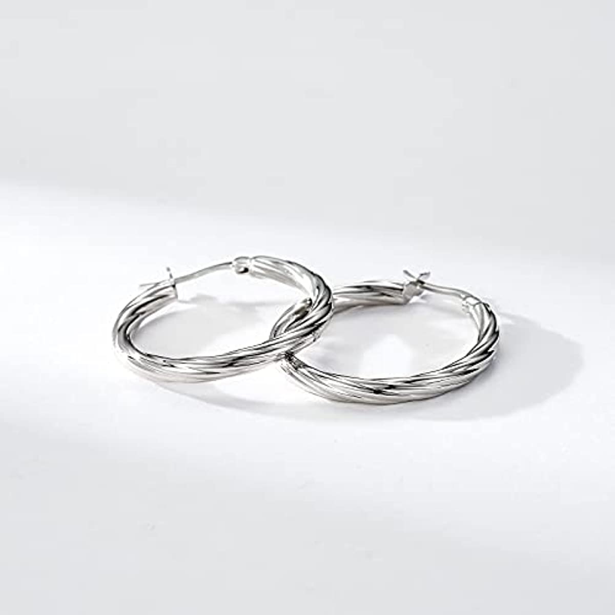 Stainless Steel Twisted Hoop Earrings Golden Silver Daily Wear Accessories
