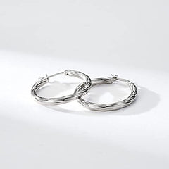 Stainless Steel Twisted Hoop Earrings Golden Silver Daily Wear Accessories