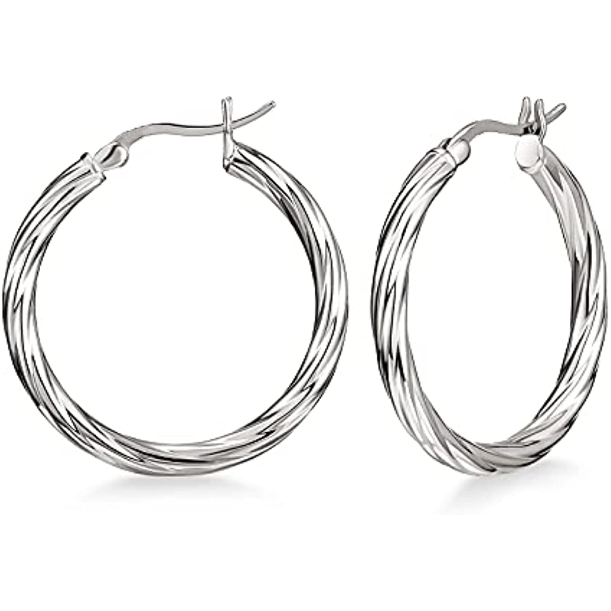 Stainless Steel Twisted Hoop Earrings Golden Silver Daily Wear Accessories