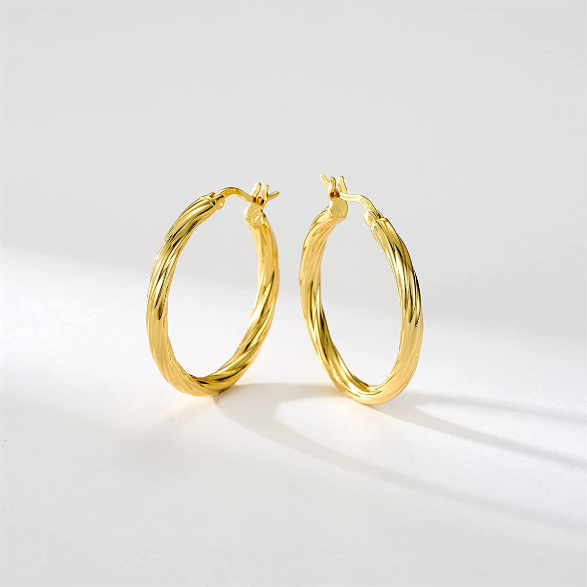 Stainless Steel Twisted Hoop Earrings Golden Silver Daily Wear Accessories