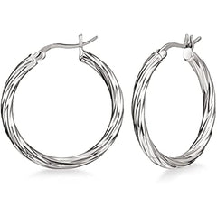 Stainless Steel Twisted Hoop Earrings Golden Silver Daily Wear Accessories