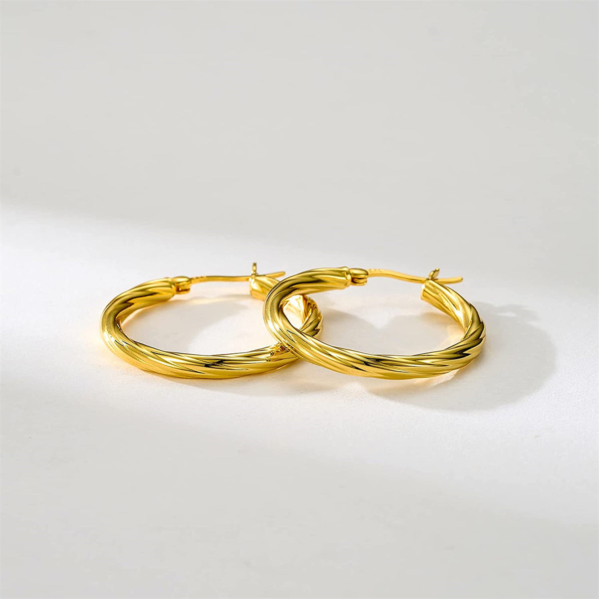 Stainless Steel Twisted Hoop Earrings Golden Silver Daily Wear Accessories