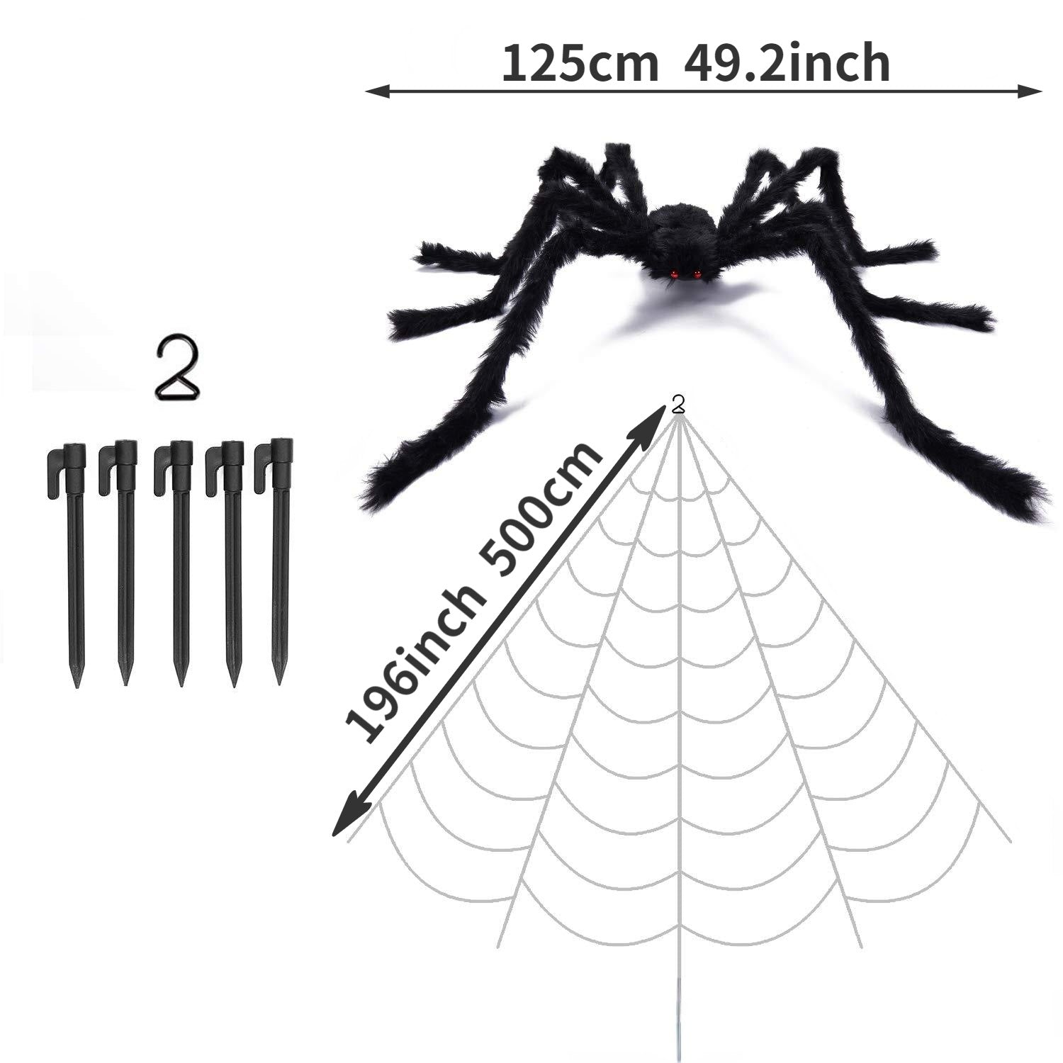 1pc Halloween Light Up Spider Spider Web Scary Giant Halloween Spider