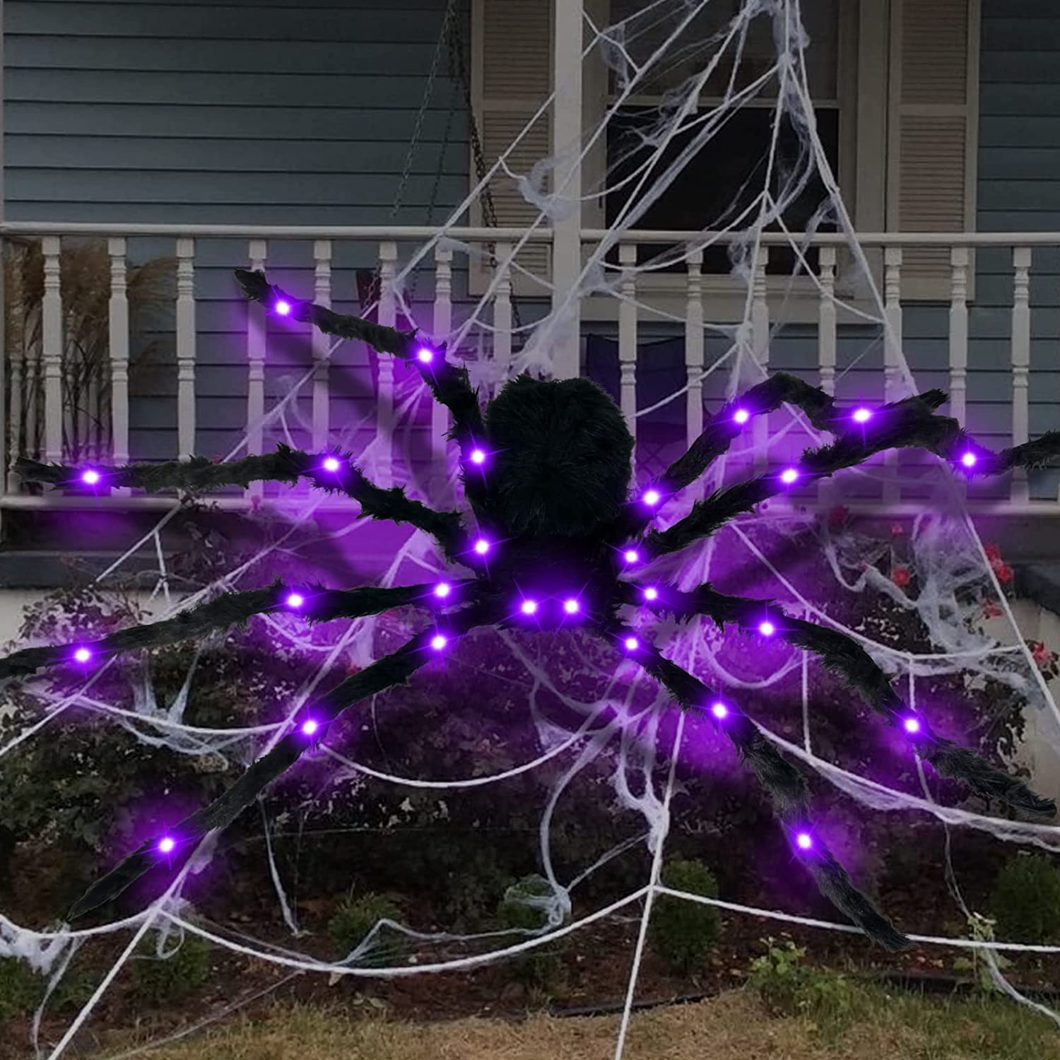 1pc Halloween Light Up Spider Spider Web Scary Giant Halloween Spider