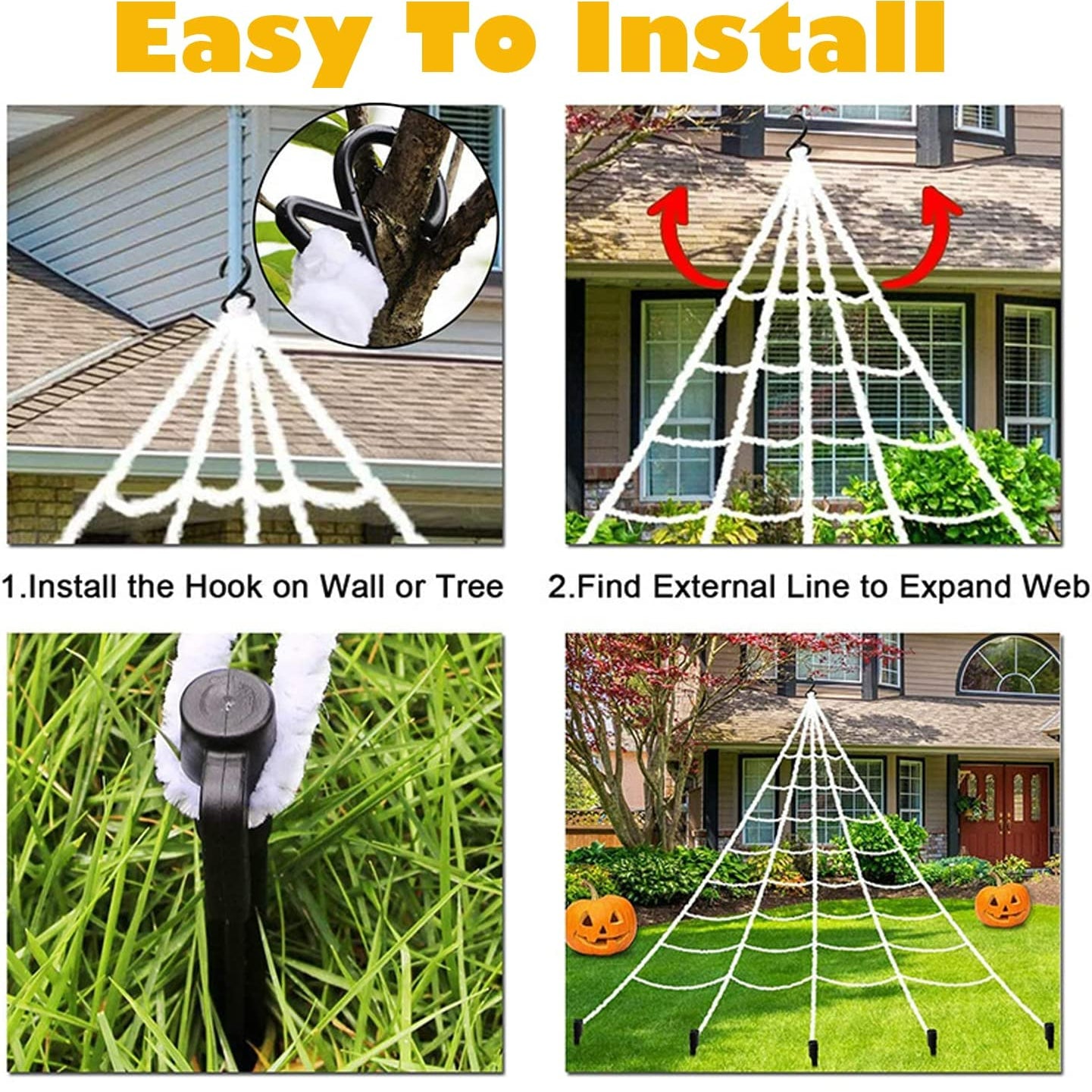 1pc Halloween Light Up Spider Spider Web Scary Giant Halloween Spider