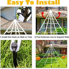 1pc Halloween Light Up Spider Spider Web Scary Giant Halloween Spider