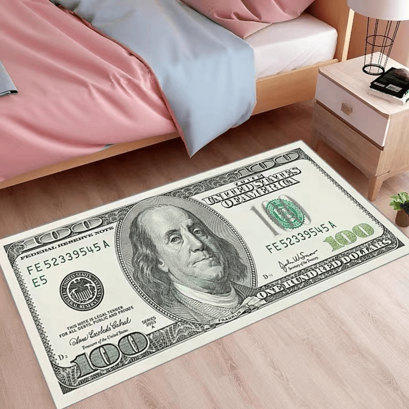 100 Bill Flatweave Runner Rug Machine Washable Multicolor