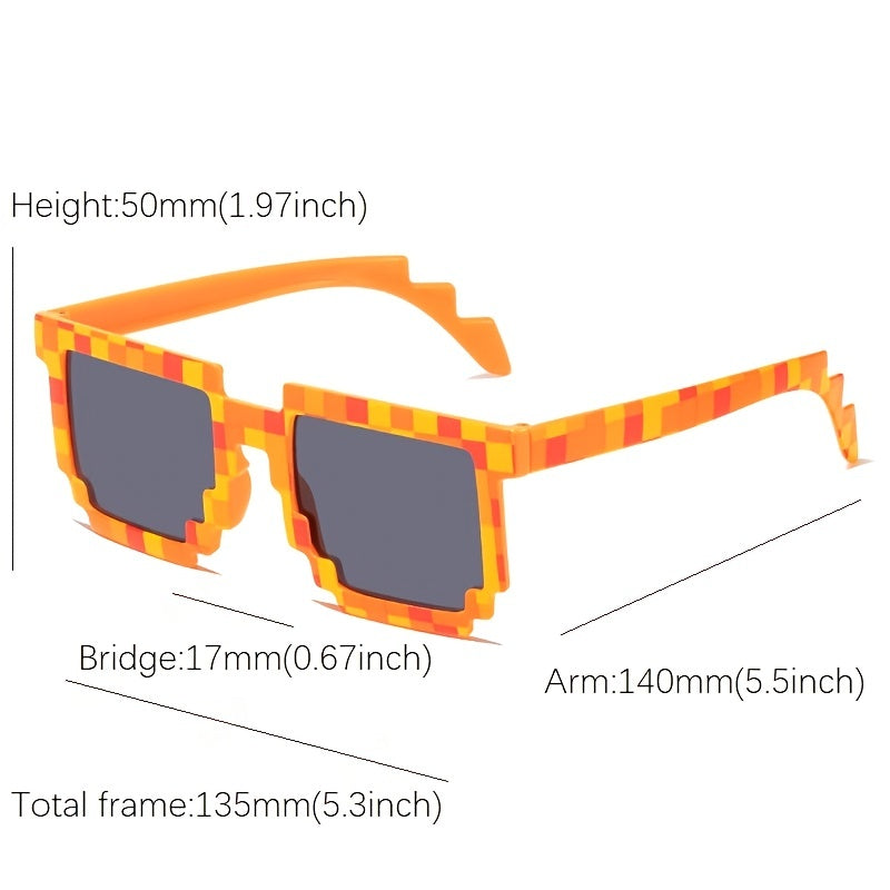 Y2K Mosaic Square Sunglasses Beach Party Club UV400