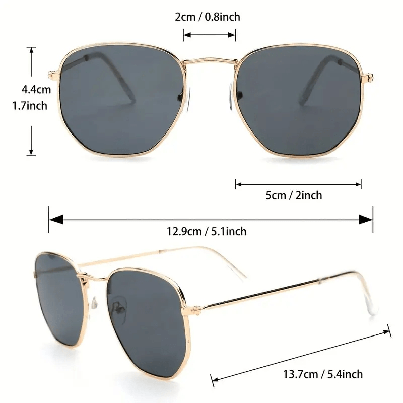 Polygon Metal Sunglasses Casual Anti Glare Glasses UV400