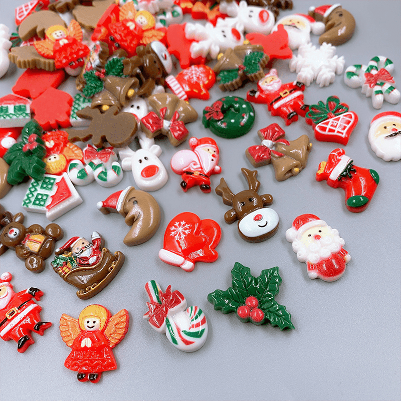 Christmas Resin Ornaments 20pcs Santa Snowman Tree Bell Decor